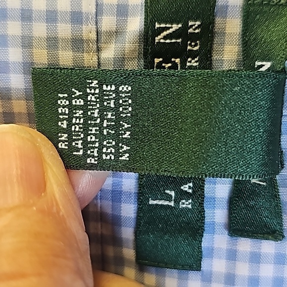 LAUREN RALPH LAUREN, women's blue checked blouse. Size XL. - Picture 8 of 8